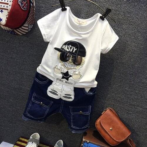 Summer Kids Boys Clothes Sets Baby Cartoon High Qulity Short T-Shirt + Denim Short Toddler Boy Clothing Casual Kids Outfits Baby