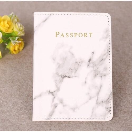 Fashion Women Men Holder Packet Purse Bags Pouch Passport Cover Pu Leather Marble Style Travel ID Credit Card Passport