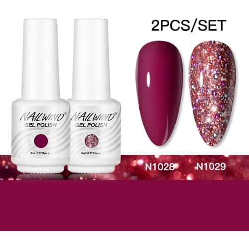 NAILWIND Nail Polish 2Pcs/Set All For Manicure Art Semi Permanent Vernis 8ml Top Coat Need UV/LED Soak Off Gel Nail Polish