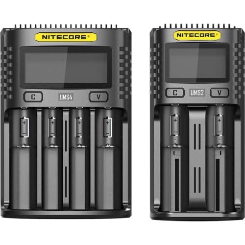 NITECORE UMS2 UMS4 Battery Charger USB Output 3A for Lithium Ion Ni-MH NiCd 18650 20700 21700 10500 Universal Battery Charger