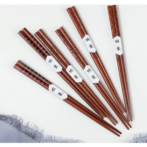 2020 New Striped Wooden Chopsticks Solid Wood Pointed Chopsticks Japanese Chopsticks Chopsticks natural wood chopsticks
