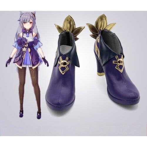 Anime Genshin Impact Keqing Cosplay Shoes Boots Halloween Accessories Cosplay Keqing Cosplay Wigs