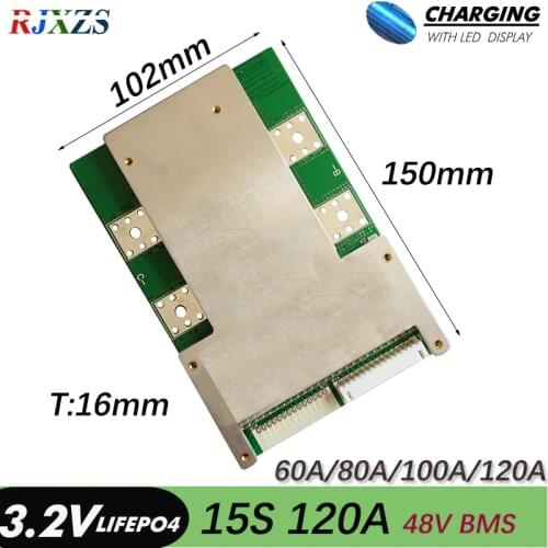 15S 120A 54V Version S LiFePO4 BMS/PCM/PCB battery protection board for 15 Packs 18650 LiFePO4 Battery Cell w/ Balance