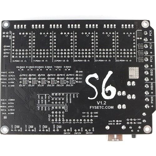3D Printer S6 V1.2 ARM32-bit Main Control Board Support 6X TMC Drivers Color Touch Screen Uart/SPI Flying Wire XH/MX Connector