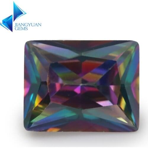 Size 3x5mm~10x12mm Plating Mix Color Multicolor Cubic Zirconia Rectangle Cut Loose CZ Stone Synthetic Gems