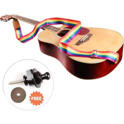 Correa Guitarra Rainbow Guitar Strap With Lock Color Guitar Strap Hawaiian style acoustic summer Beach vacation gu