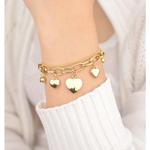 New Stainless Steel Religious Bracelet For Women Female Gold Heart Beads Bracelet Jesus Pendant Jewelry Gift Drop shipping