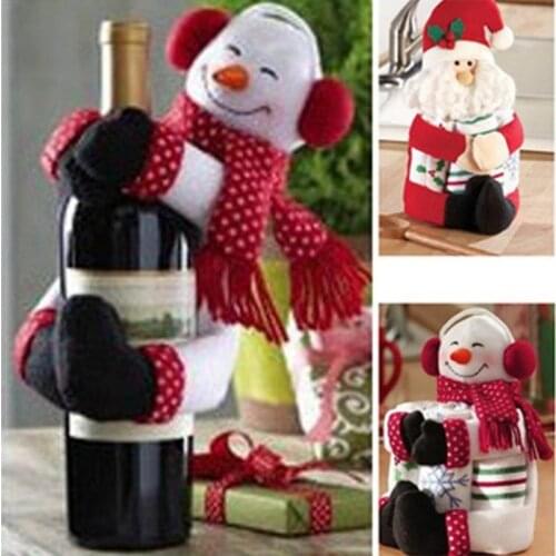 Christmas Wine Bottle Covers Bag Holiday Santa Claus Champagne Bottle Cover Red Merry Christmas Table Decorations For Home