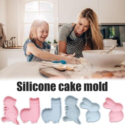 Cake Mold Silicone Non-Stick Baking Tray Heat-Resistant Reusable Folded 3D Cute Animal Maker Colorful Soft Dessert Making Tool