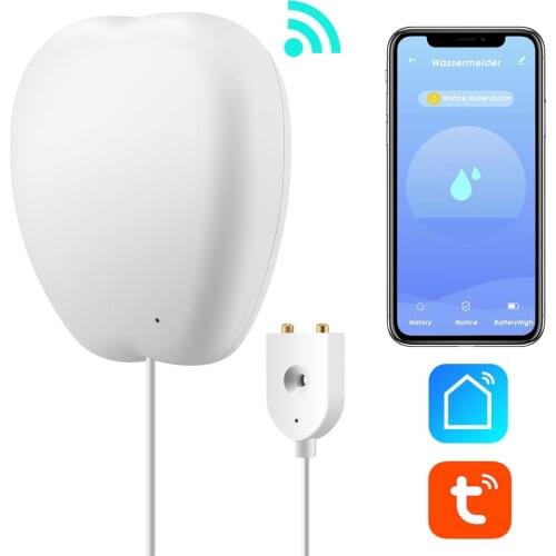 WiFi Water Leak Sensor Smart Flood Detector Tuya APP Free Remote Monitoring of Leaks 3.0 FT Detection Line Fish Tank Sink Tube