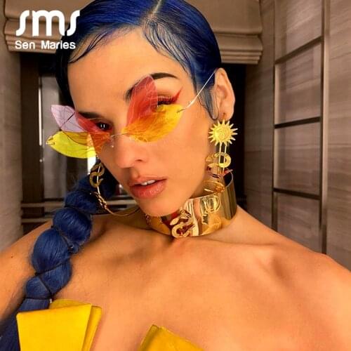 Fashion Rimless Sunglasses Women Vintage Dragonfly Steampunk Sunglasses Men Frameless Gradient Clear Lens Glasses Shades Oculos