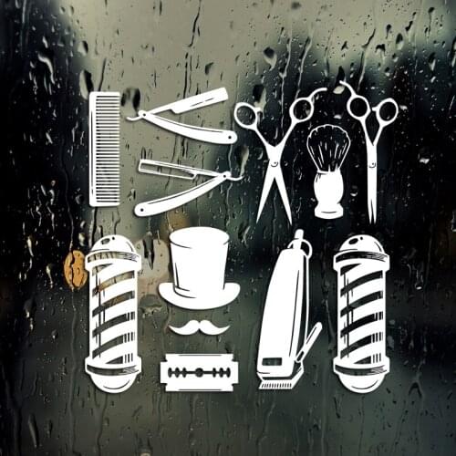 Barber Shop Sticker Customized Chop Bread Decal Posters Vinyl Wall Art Decor Windows Decoration Haircut Shavers Glass Decals