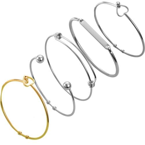 Unisex Classic DIY Jewelry Making Stainless Steel Expandable Charm Bracelet Makings Adjustable Wire Bangle Jewelry findings