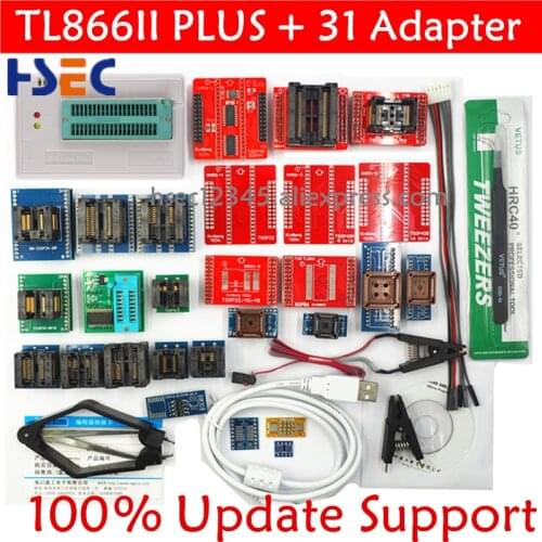 100% Original TL866II Plus Universal Minipro Programmer with Adapters+test Clip TL866 PIC Bios High speed Programmer