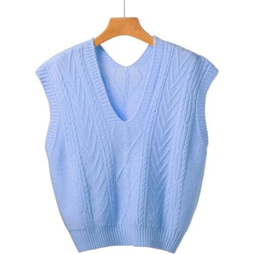 Urifens Thin Summer Vest 2021 Spring V Neck Twist Sweater Vest Womens Sleeveless Loose Korean Short Waistcoat Knit Tops BN75U