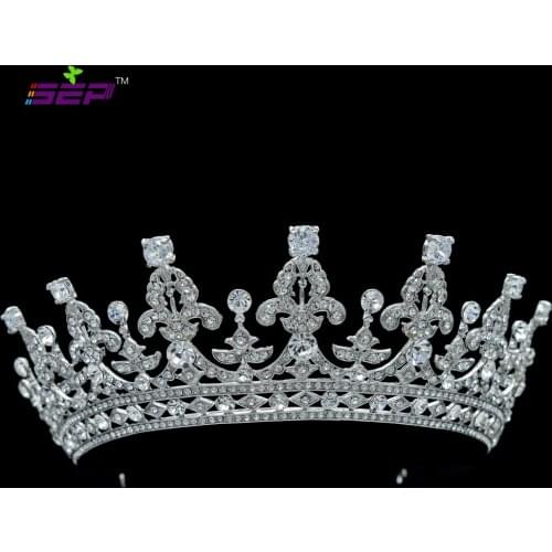 High Quality Classic Design Rhinestone Crystals Wedding Bridal Big Tiara Crown Bride Hair Accessories Jewelry 05365R
