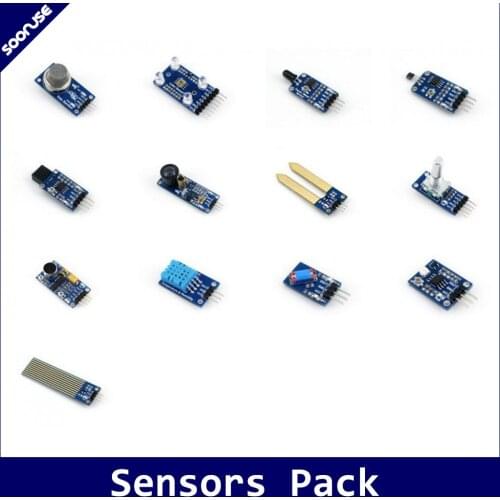 Waveshare Sensors Pack Gas Color Flame Metal Hall IR Laser Soil Moisture Rotation Sound Temperature Tilt UV Sensor