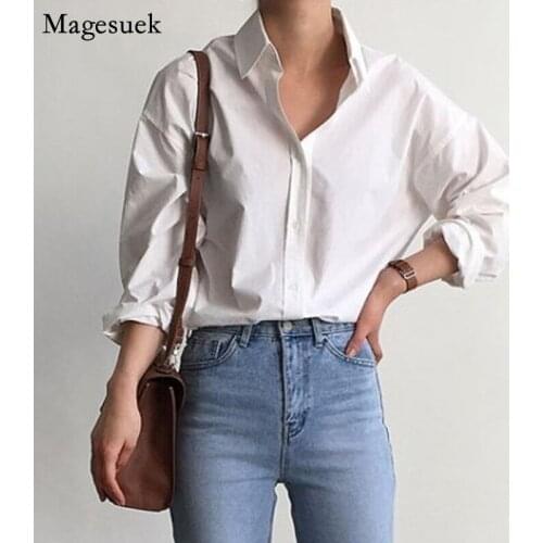 Spring New Long Sleeve Cotton White Shirt Womens Clothing 2021 Blouses Turn-down Collar Plus Size Loose Blouse Tops Blusas 9700
