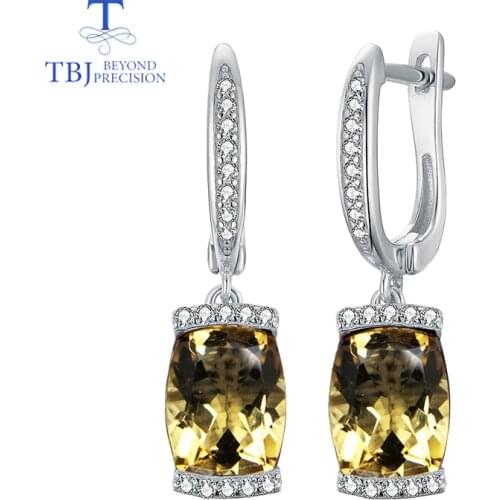 TBJ,new style with natural brazil citrine 3.8ct real gemston fine earring 925 sterling silver jewelry for women daily wear