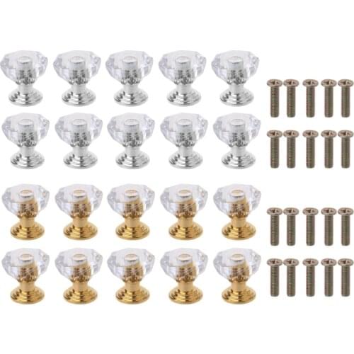 10PC Diamond Shape Crystal Glass Cabinet Knob Drawer Pull Handle For Jewelry Box