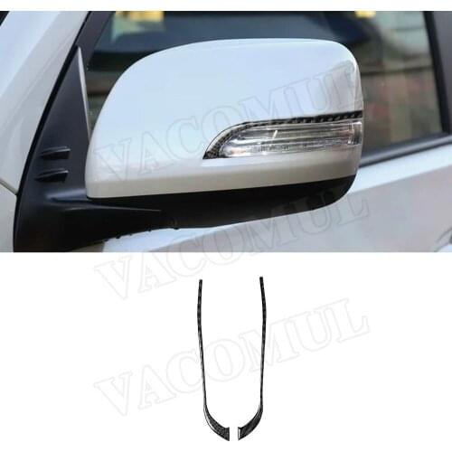 2 PCS/Set Carbon Fiber Side Rearview Mirror Cap Trim Strips Scratches Resistant Stickers For Toyota Land Cruiser Prado 2010-2018