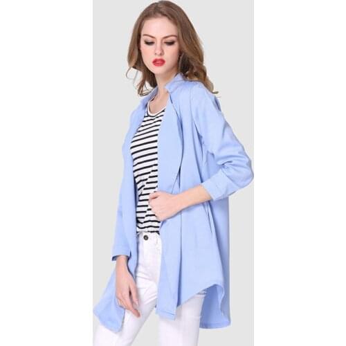 2019 New Womens Fashion Coats Wild Lapel Irregular Long Sleeved Female Windbreaker Casual Short Jacket Long Outerwear Spring