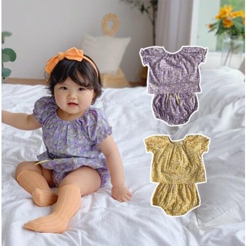2021 New girls boys 2 pcs set printed shirt +shorts cotton summer Fashion babys Suits