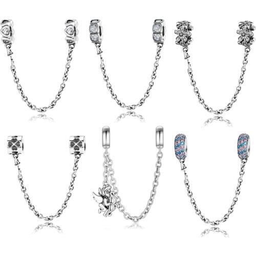 2021 New 925 Sterling Silver Women Fashion Safety Chain Beads Fit Original European Charms Bracelet Bangles Jewelry Making