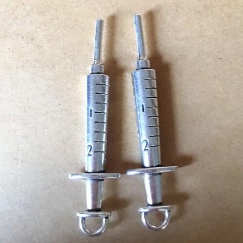 4 PCS/Lot 15mm*62mm Pendant Antique Silver Color Needle Tubing Charms For DIY Jewelry Making DIY Keychain