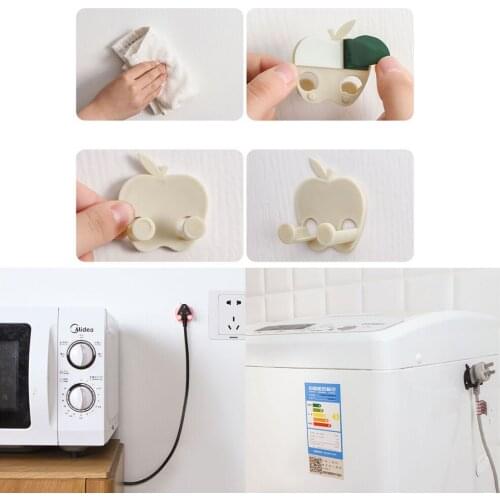 5pcs/set Finishing Plug Holder Hook Wall Sticky Hanger Holder Self Adhesive Hooks Storage Rack Kitchen Home Storage Organizer