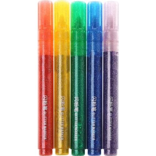 5Pcs Magic Glitter Marker Pen Bright Sparkling Color Drawing Painting Stationery