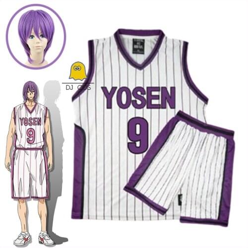 #9 Kurokos Basketball Cosplay Costume Yosen Sportswear Kuroko no Basuke/Basket Murasakibara Atsushi Jersey T-Shirt Shorts Wig
