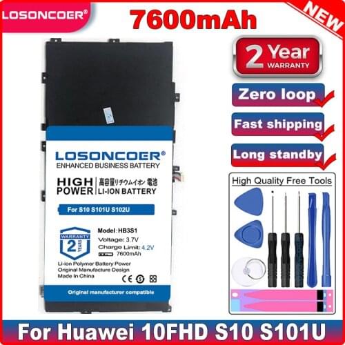 LOSONCOER HB3S1 7600mAh Battery For Huawei MediaPad 10FHD S10 S101U S101L S102U Tablet Battery