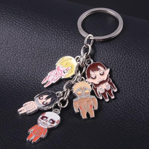 Anime Attack On Titan Keychain Cartoon Colossal Titan Eren Jaeger Titan Metal Pendant Key Chain for Women Men Keyring Jewelry