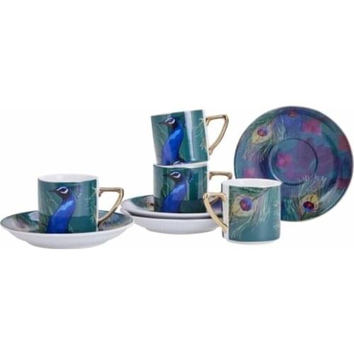 Turkish Coffee Cup Peacock Japanese Style Teacup Water Cup Stoneware Ceramic Hand-painted Kungfu Teacup Cuisine Drinkware