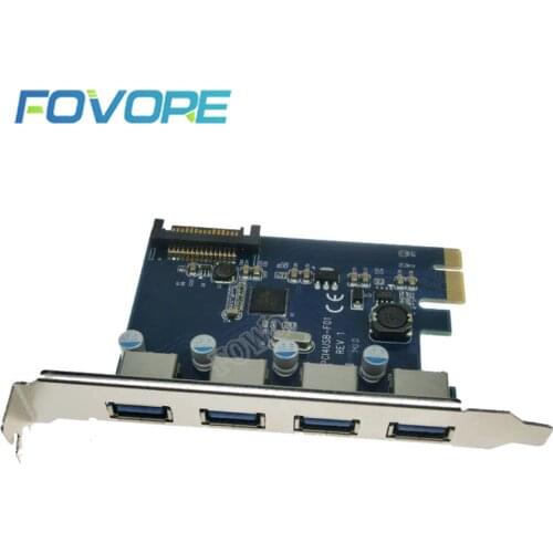 Chip Fresco FL1100 4 Ports USB 3 Card PCI-e Controller Expansion Adaptor USB 3.0 Adapter for Desktop with SATA Power