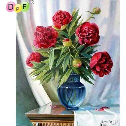 DPF DIY Magic Cube Cross Stitch art craft Carnation Vase lion Diamond Embroidery 5D full Round Diamond Painting Mosaic Decor