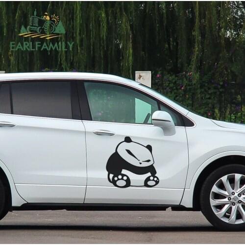 EARLFAMILY 58cm x 51.6cm Cute Panda Sitting Vinyl Sticker Racing Car Truck Racing Decal JDM Cartoon Car Sticker Car Accessories