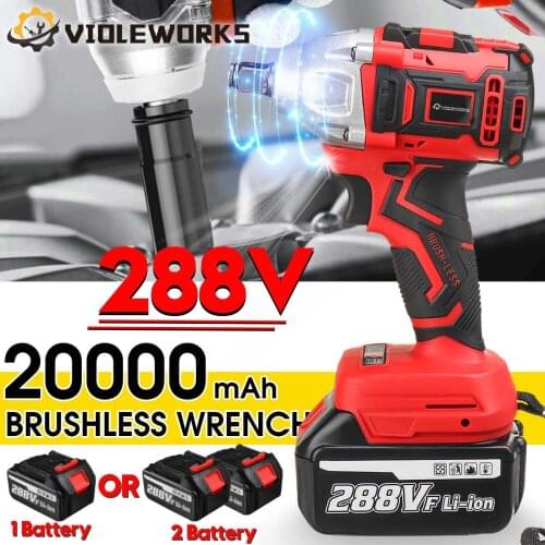 20000mAh 288VF Brushless Electric Impact Wrench 3200rpm 320 N.M Torque 110-240V Cordless Wrench Power Tools With Battery