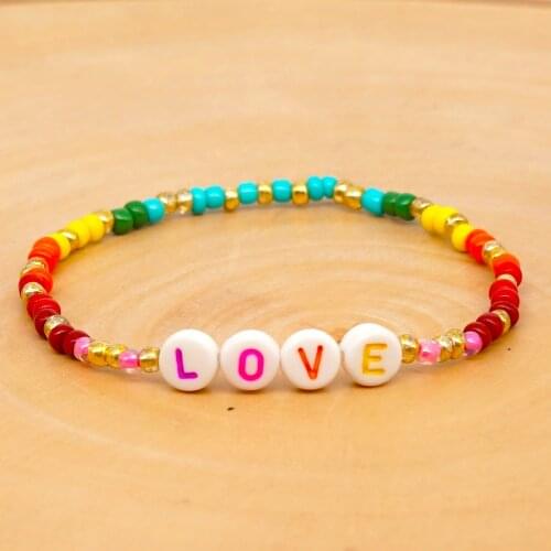 GO2BOHO Bracelets 2020 Letter Custom Bracelet Women Rainbow PEACE And LOVE Pulseras Bohemian Handmade Multicolor Jewelry Gift