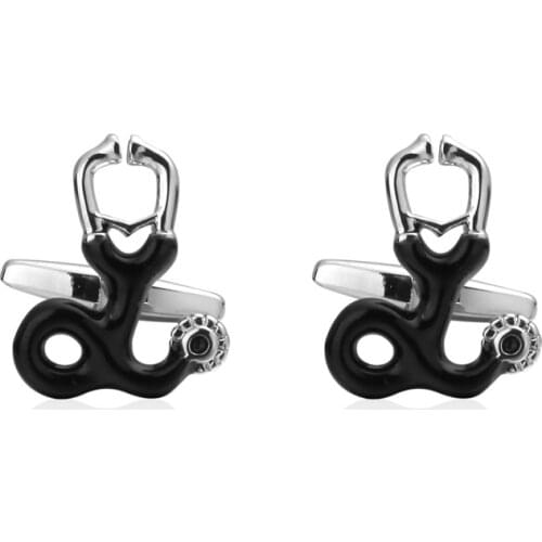 HYX Luxury Fashion cufflinks for mens Brand cuff buttons cuff links High Quality Black stethoscope abotoaduras Jewelry