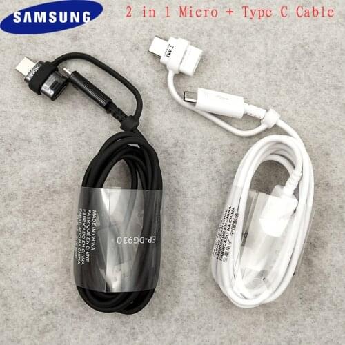 Samsung 2 In 1 Quick Charge Cable 150cm Micro Usb Type C Fast Charging Line For Galaxy S21 S20 FE Note 20 Ultra S9 S8 S7 S6 Edge