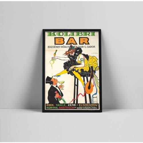 Kolibri Bar Vintage Poster By Bernath Aurel Abstract Canvas Painting Prints Wall Art Modern Wall Pictures for Living Room Decor