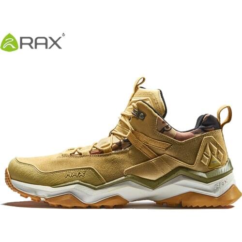 RAX Mens Waterproof Hiking Shoes Outdoor Multi-terrian Mountain Climbing Backpacking Trekking Sneakers Men Lightweight Leather