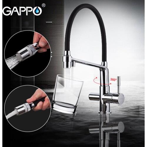 GAPPO black kitchen faucet filtered water tap kitchen sink mixer water mixer crane deck mounted torneira cozinha