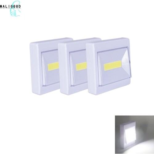 MALIGOOD Bright Mini COB LED Night Lamp Wall Light Battery Operated With Switch Magic Tape for Garage Closet Emergency Light