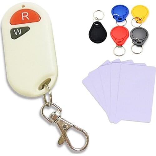Mini 125KHz EM4100 RFID Copier Writer Duplicator Programmer Reader + EM4305 T5577 Rewritable ID Keyfobs Tags Card
