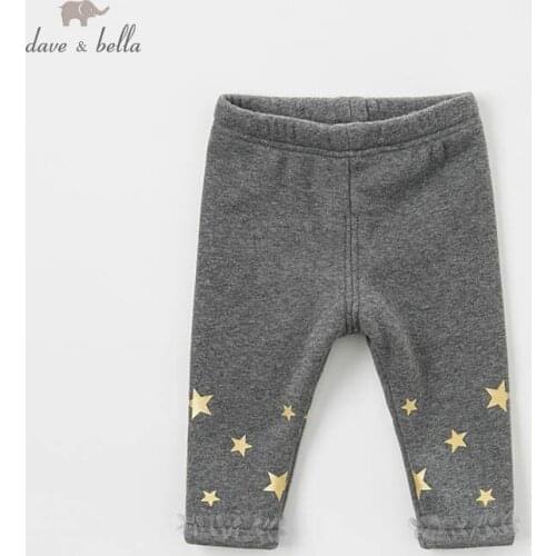 DB8520 dave bella autumn baby girls fashion printed pants children full length kids pants infant toddler trousers