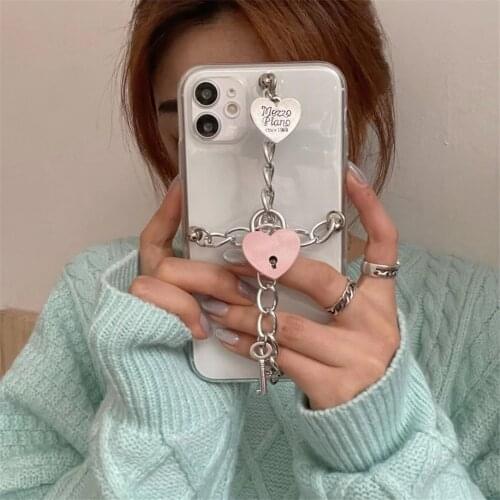 Fashion Retro Love Lock Chain Key Soft Shell soft tpu Phone case For Apple iPhone 11 Pro 12 Pro Max 7 8 plus X XS XR Max cover