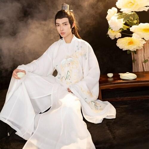 Hanfu Suit Men Long Robe Chinese Traditional Ancient Classical Clothing Han Tang Song Ming Dynasty Male Long Costumes DQL5815